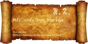 Mészáros Karina névjegykártya